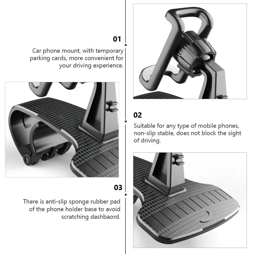 

Car Phone Holder Hollow Dashboard Mount Clip Bracket Non-Slip Stable Phone Stand for Car Navigation Multi-Angle Usable Safe