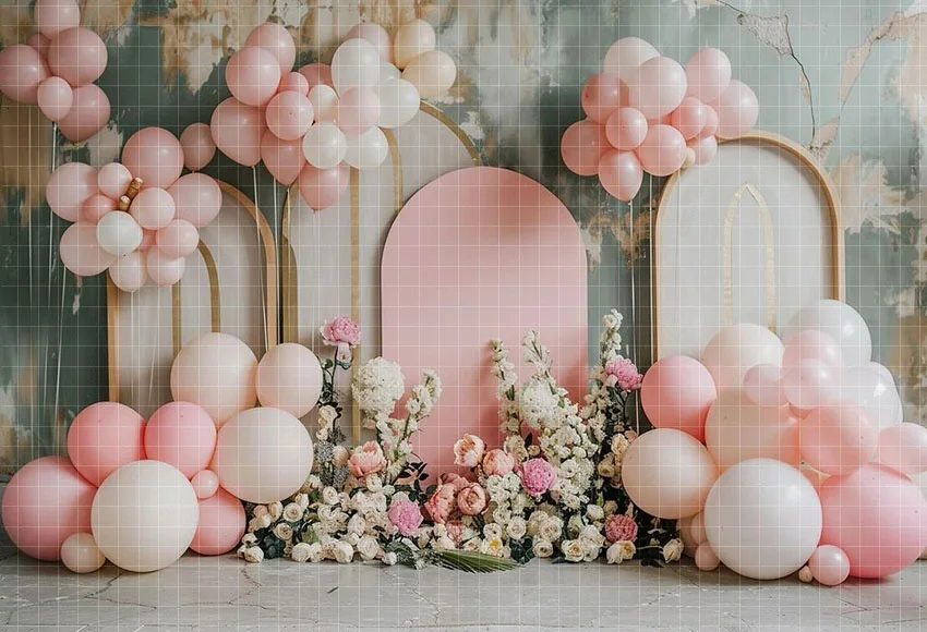 Mehofond 사진 배경 아치 벽 핑크 풍선 어린이 성인 생일 파티 출산 초상화 장식 배경 사진 스튜디오