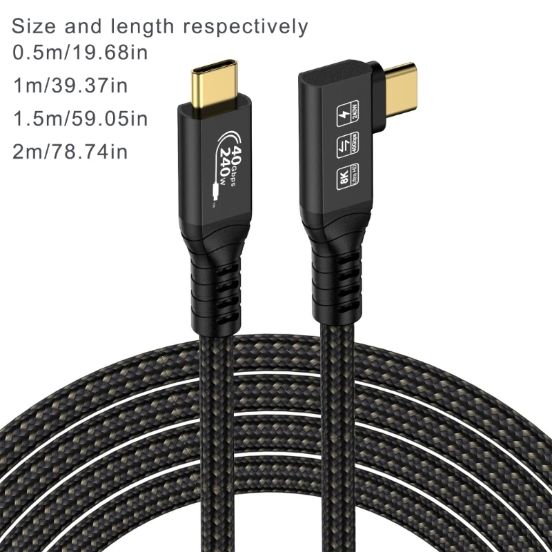 M17B USB4, 40 Гбит/с, кабель для быстрой зарядки PD240W, поддержка высокоскоростного кабеля для передачи видео 8K60 Гц