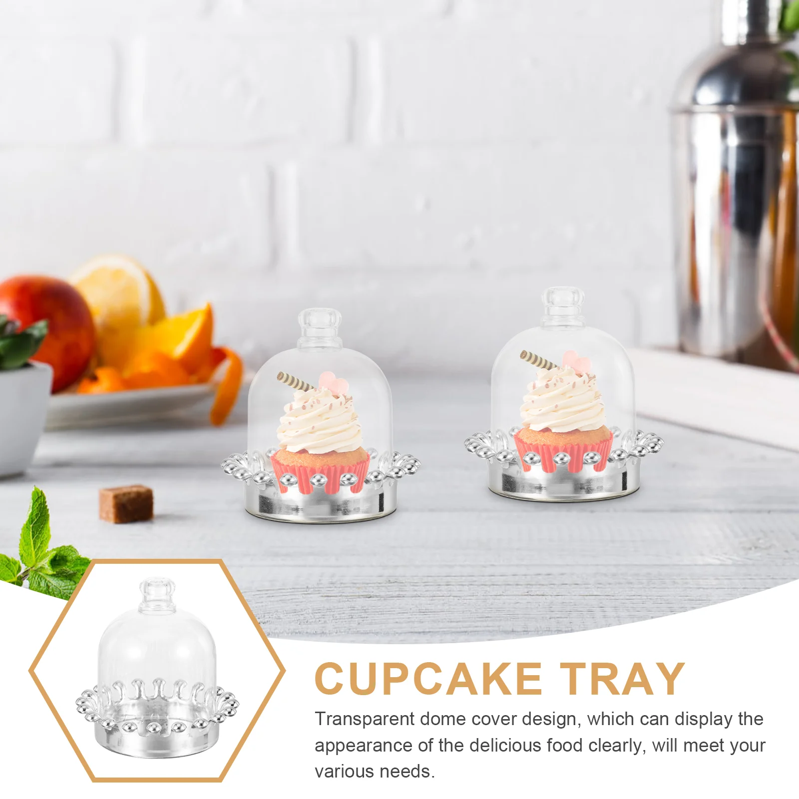 12 Pcs Candy Box Clear Cake Stand Mini Appetizer Plates Paper Cup Plastic Cupcake with Dome Dessert Muffins