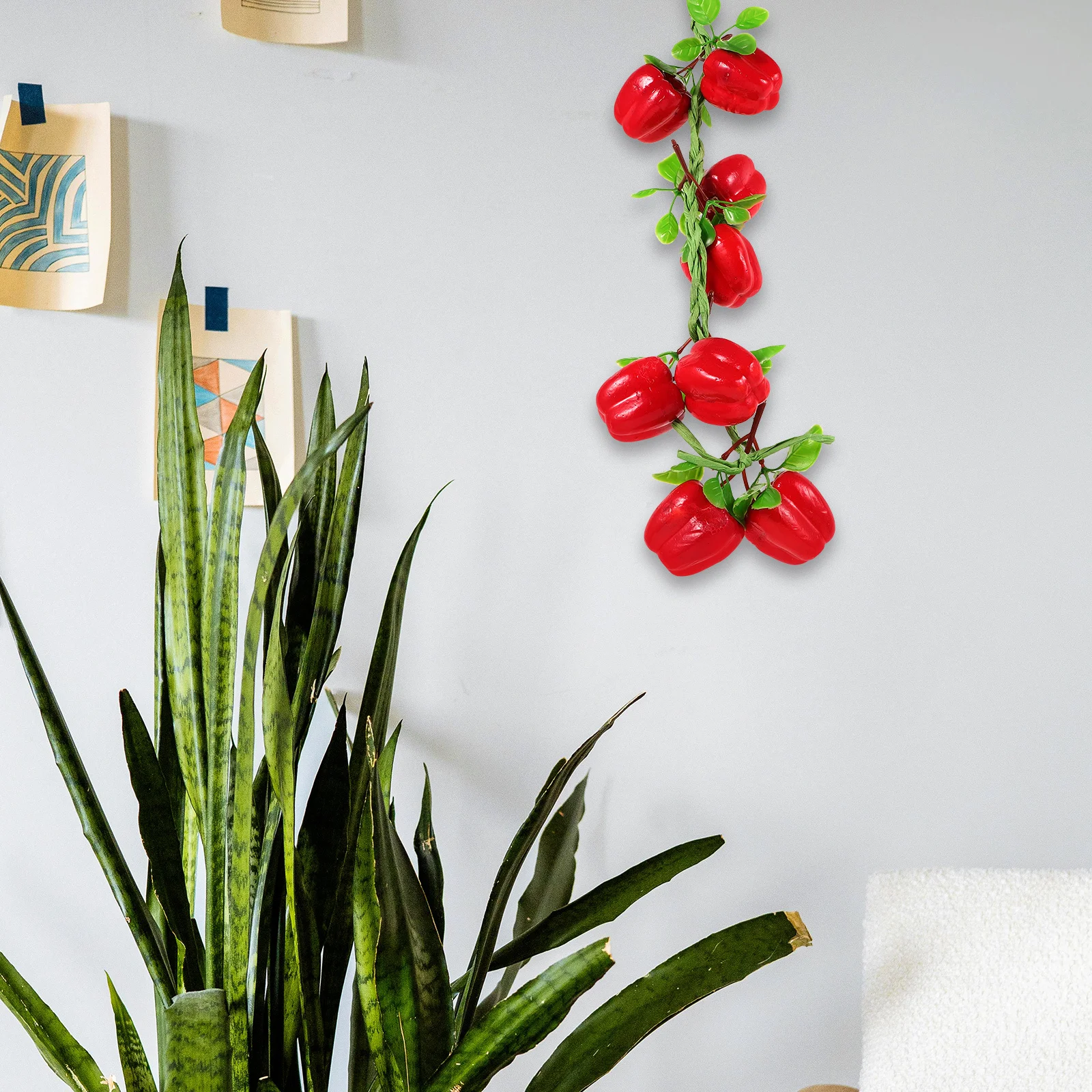 

1 String Artificial Decor, Simulation Props, Fake Vegetable Models, Hanging Chili Pepper String, Photo Prop, Farmhouse Decor,
