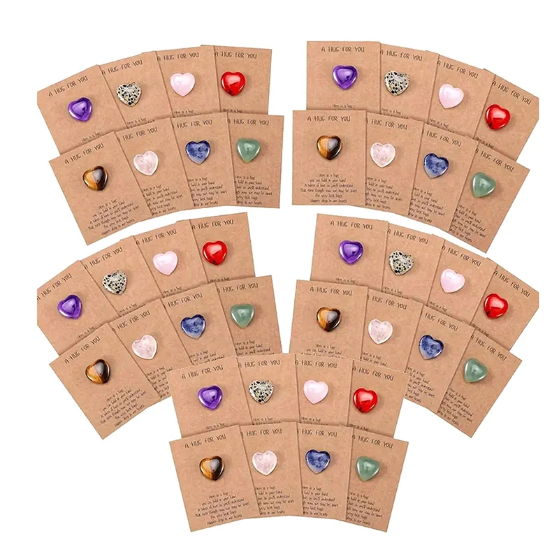 40 Sets Pocket Hug Cards Hug Card And Heart Shape Stone Pocket Hug Token Gifts Kraft Paper Hug Greeting Card For Family Friends