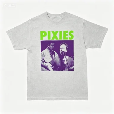 Vintage Pixies Live Stage Photo Graphic Crew Neck Cotton Indie Rock Band Fan Daily Short Sleeve T Shirt