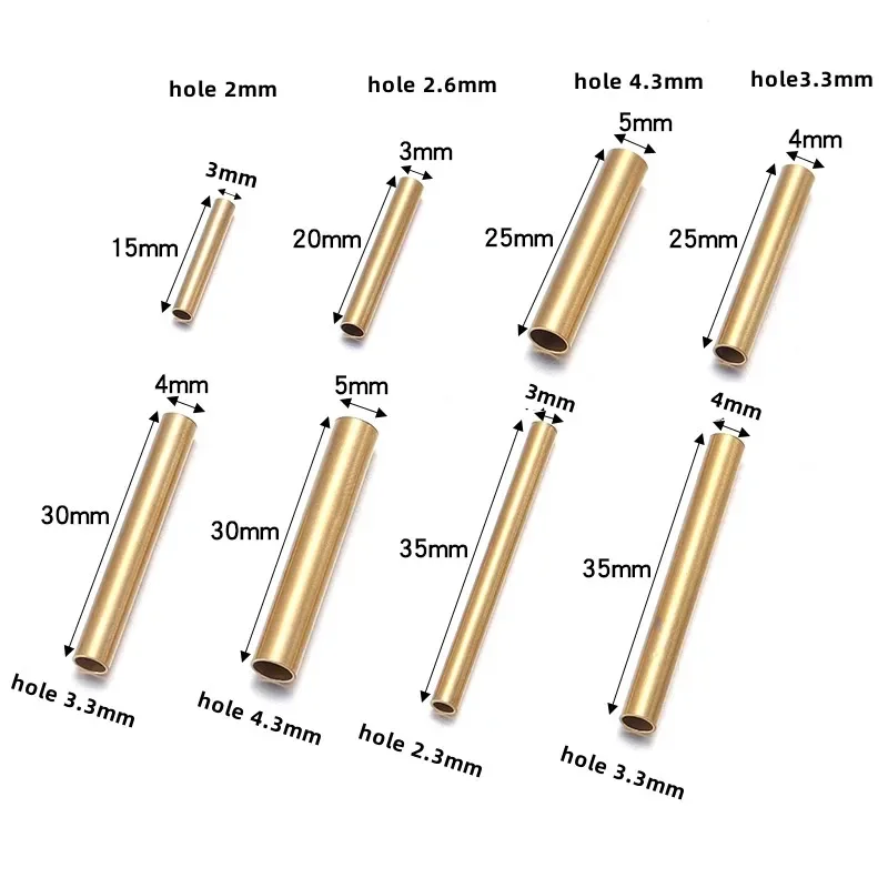 10Pcs Stainless Steel Straight Tube Gold Color Multi Size High Quality Tube For Bracelet Necklace Connector DIY Jewelry Making