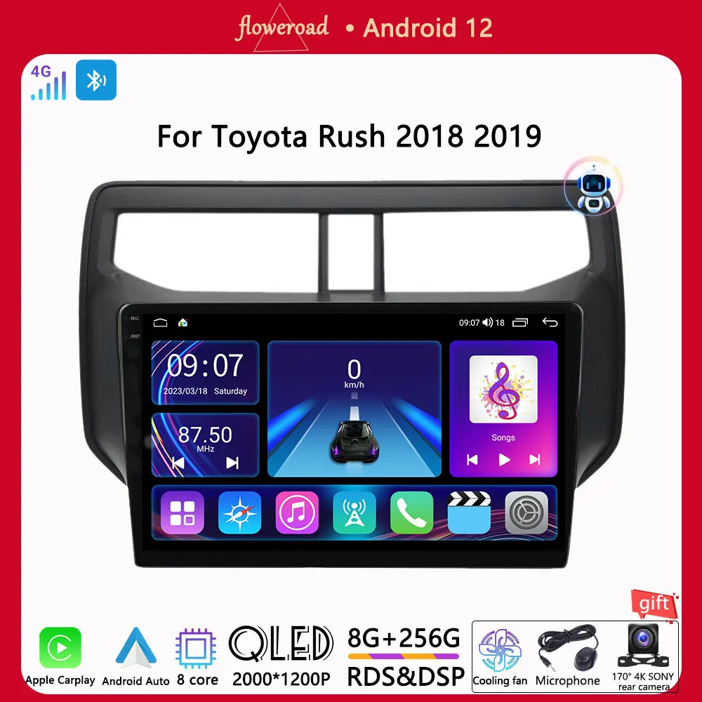 

Автомобильный радиоприемник, мультимедийный плеер Android для Toyota Rush 2018-2019 Apple Carplay, 2din, DVD-навигация, GPS, стерео, головное устройство DSP QLED 4G