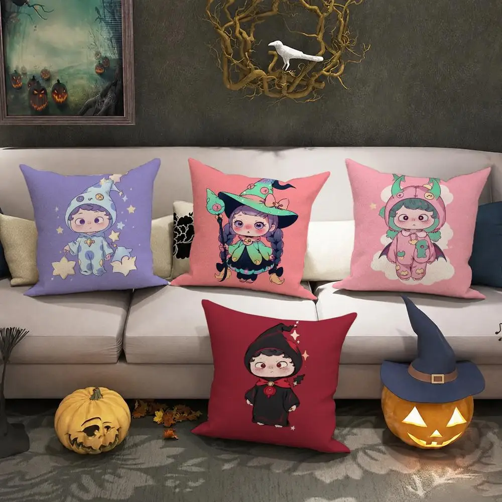 Cute Q Halloween Ouniu Cushion Cover Halloween decoration trick or treat cushion cover, ghost, pumpkin head, bat decoration