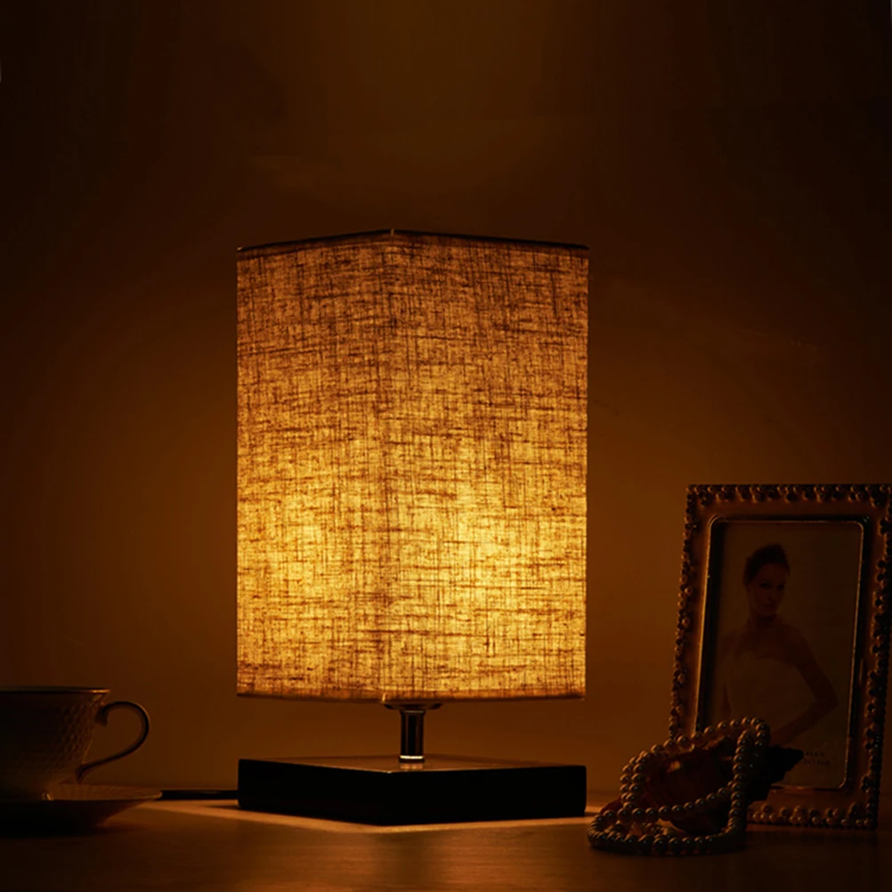 

Wooden Sackcloth Lamp Desk Table Lamp For Bedroom Light Bedside Bedroom Japanese Linen Shade Warm Glow Energy Saving LED