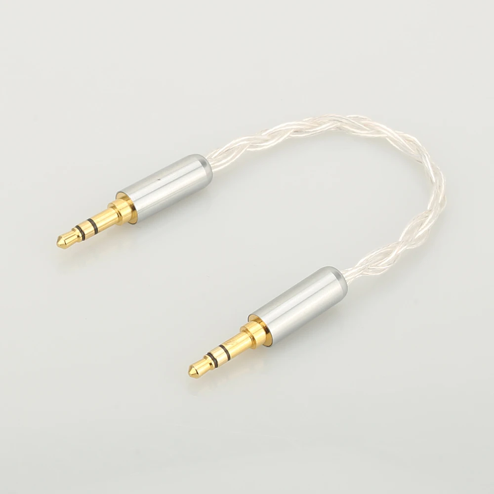 Audiocrast 10cm Silver Plated 3.5mm Male to 3.5mm Male Stereo Audio Hifi Audio cable car AUX wire jump cable