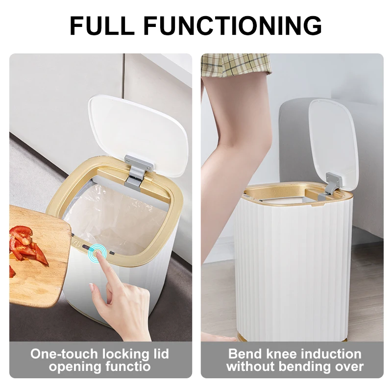 Smart Home Automatic Sensor Trash Can For Kitchen Bathroom Toilet Smart Trash Can Living Room Dustbin Wastebasket Waterproof Bin