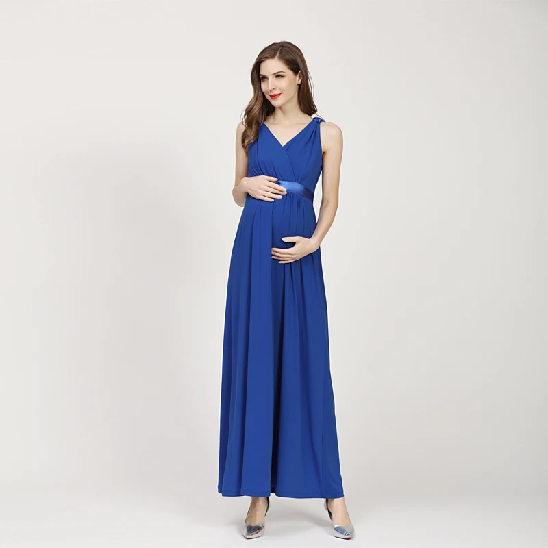 

Summer Maternity Dresses Party Pregnant Clothes Breastfeeding Long Dresses V-neck Sleeveless Sexy Photo Dress For Pregnant Women