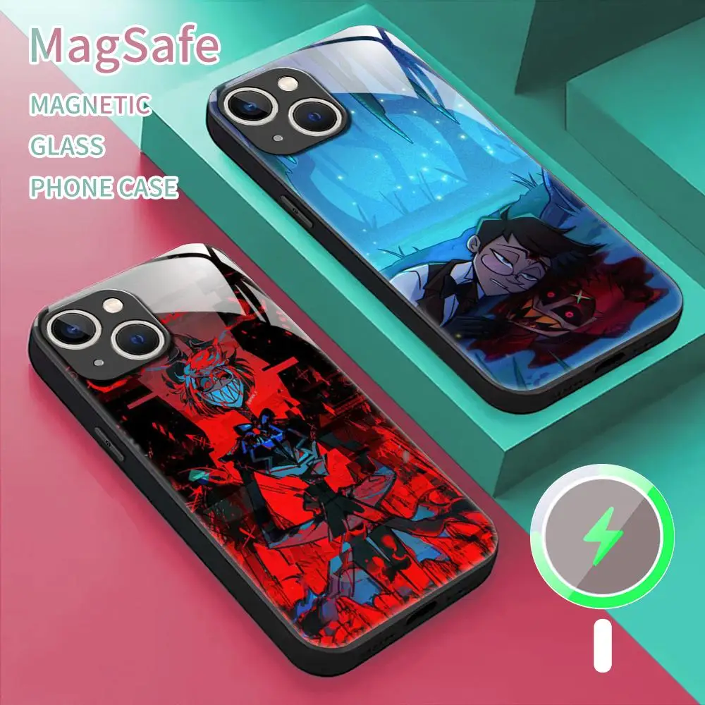 A-Hazbin h-Hotel-Alastor Phone Case For iPhone 15 14 13 12 11 X XR XS XSMAX 8 7 Plus Mini Pro Max Glass Magnetic Phone Case