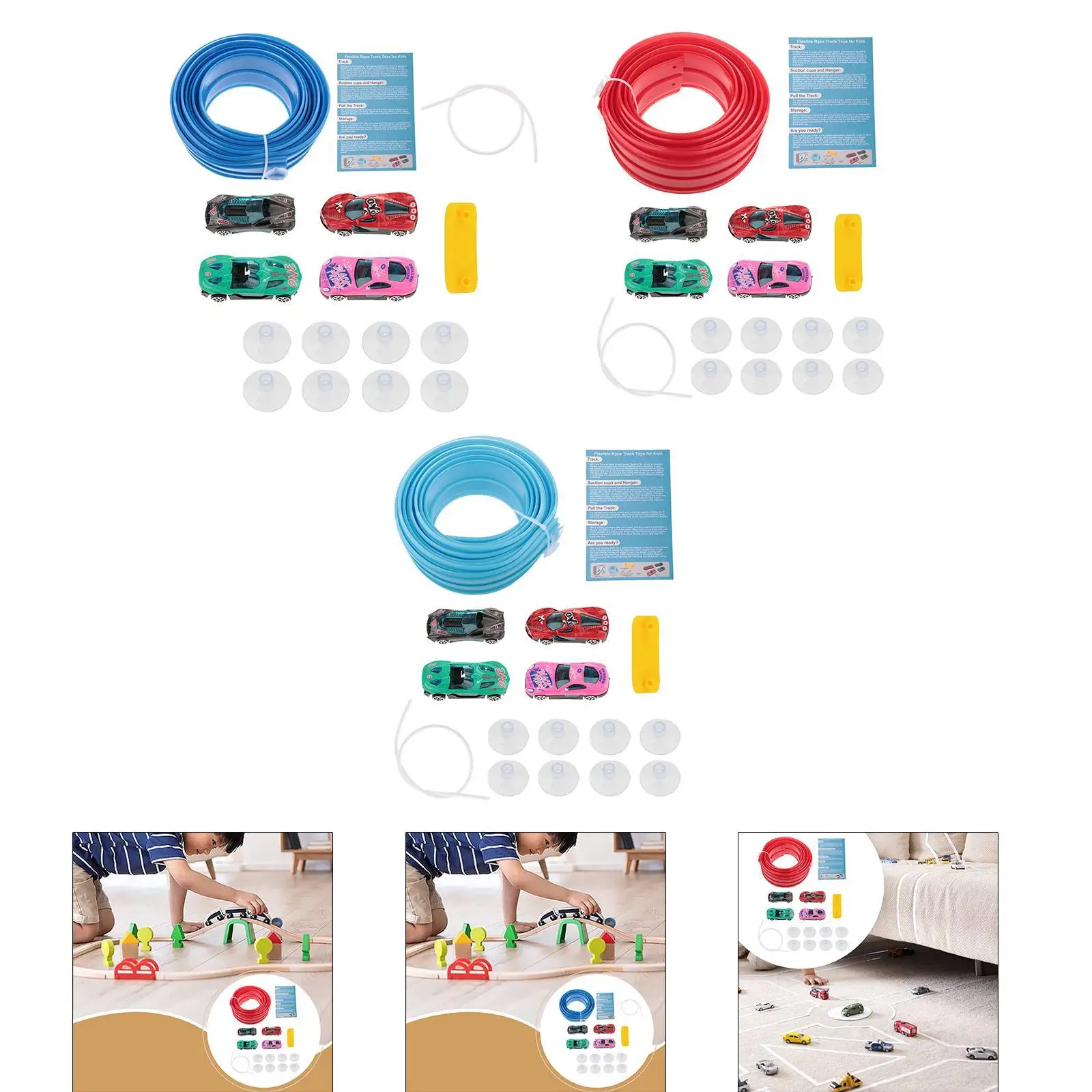 

4.5M Flexible Car Ramp Track Set with 4 Alloy Cars Strong Suction Cups