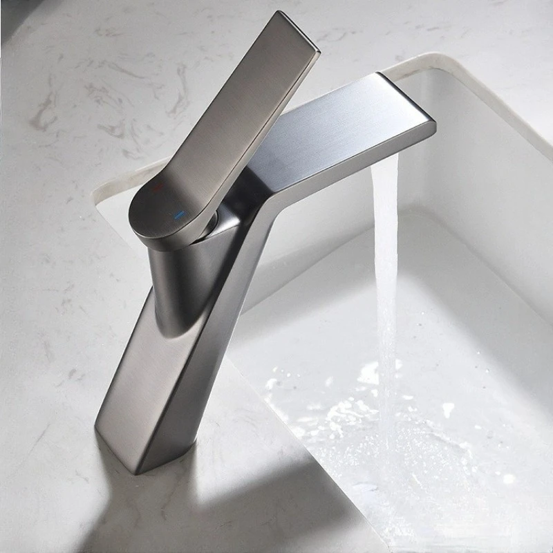 

Gunmetal Gray Brass Basin Faucet Hot Cold Mixer Tap for Bathroom Lavatory Sink Home Use