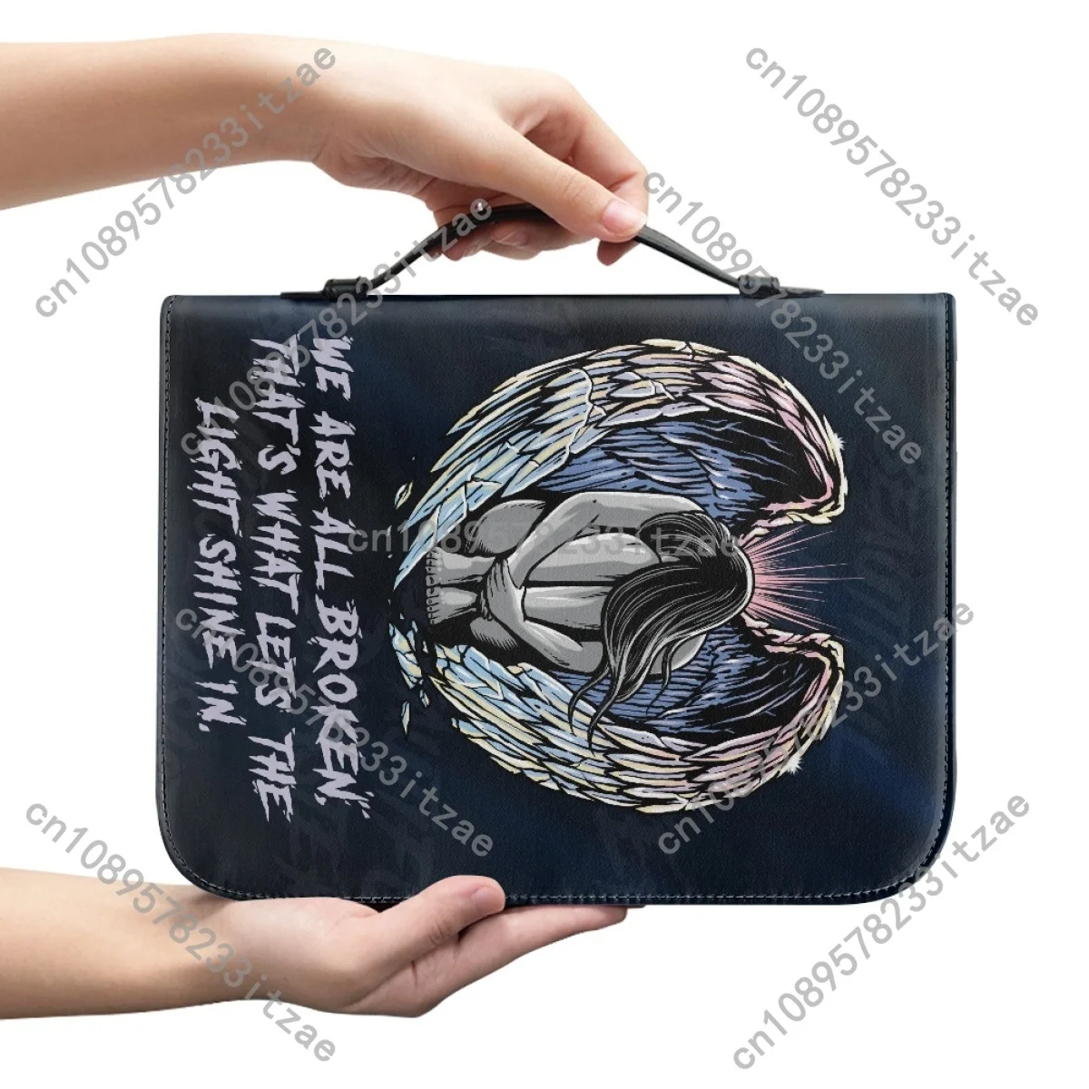 PU Leather Bible Cover Case for Women Bible Storage Bags Zipper Handle Handbag Practical Exquisite Study Book Holy Storage Boxes