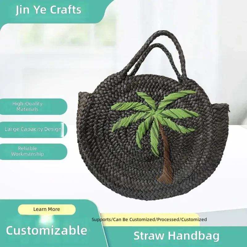 for Women Pineapple Coconut Tree Straw Bag Hand Woven Shoulder Handbag Wholesale New