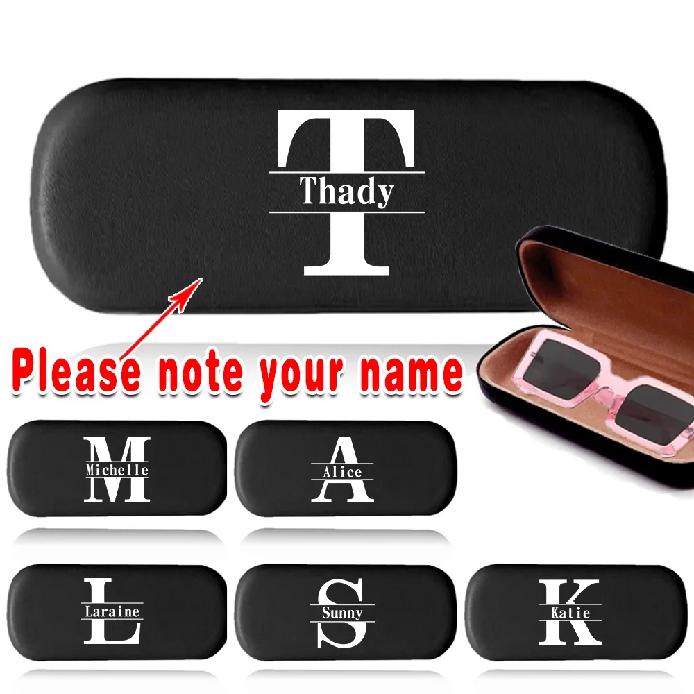 Customized Name Myopia Glasses Storage Box PU Leather Sunglass Organizer Hard Shell Eyewear Protective DIY Portable Travel Case
