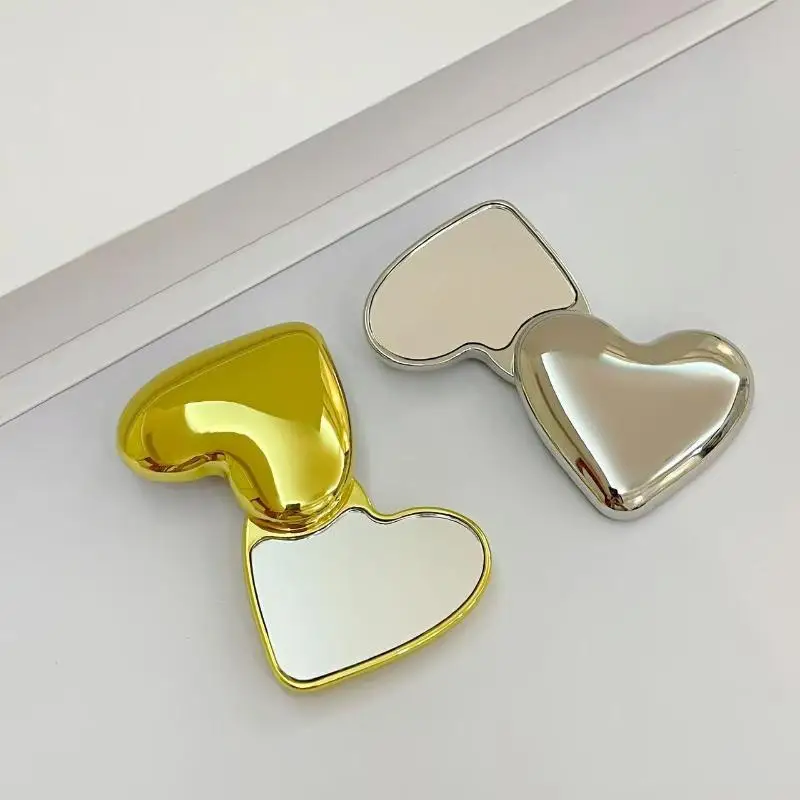 Miroir de maquillage double face en forme de cœur Z. Mignon petit miroir portable pour étudiante, miroir rotatif, outils de beauté cosmétiques, à tenir à la main