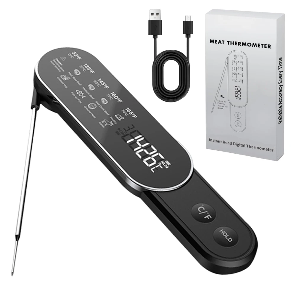 Wireless Food Thermometer Digital BBQ Meat Kitchen Thermometer Instant Read IP67 Waterproof Rechargeable for Baking Milk Water