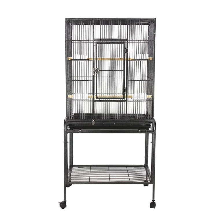 61X42X135cm Metal Bird Cage with Rolling Stand Parrot Playground Birdcage for Cockatiel Canary Finch Lovebird Parrotlet Pigeon