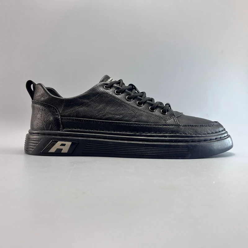 

Повседневная мужская обувь Work oes, новинка 2025, весна Bla Leather oes Briti Sle, резиновая подошва с круглым носком, износостойкая доска...