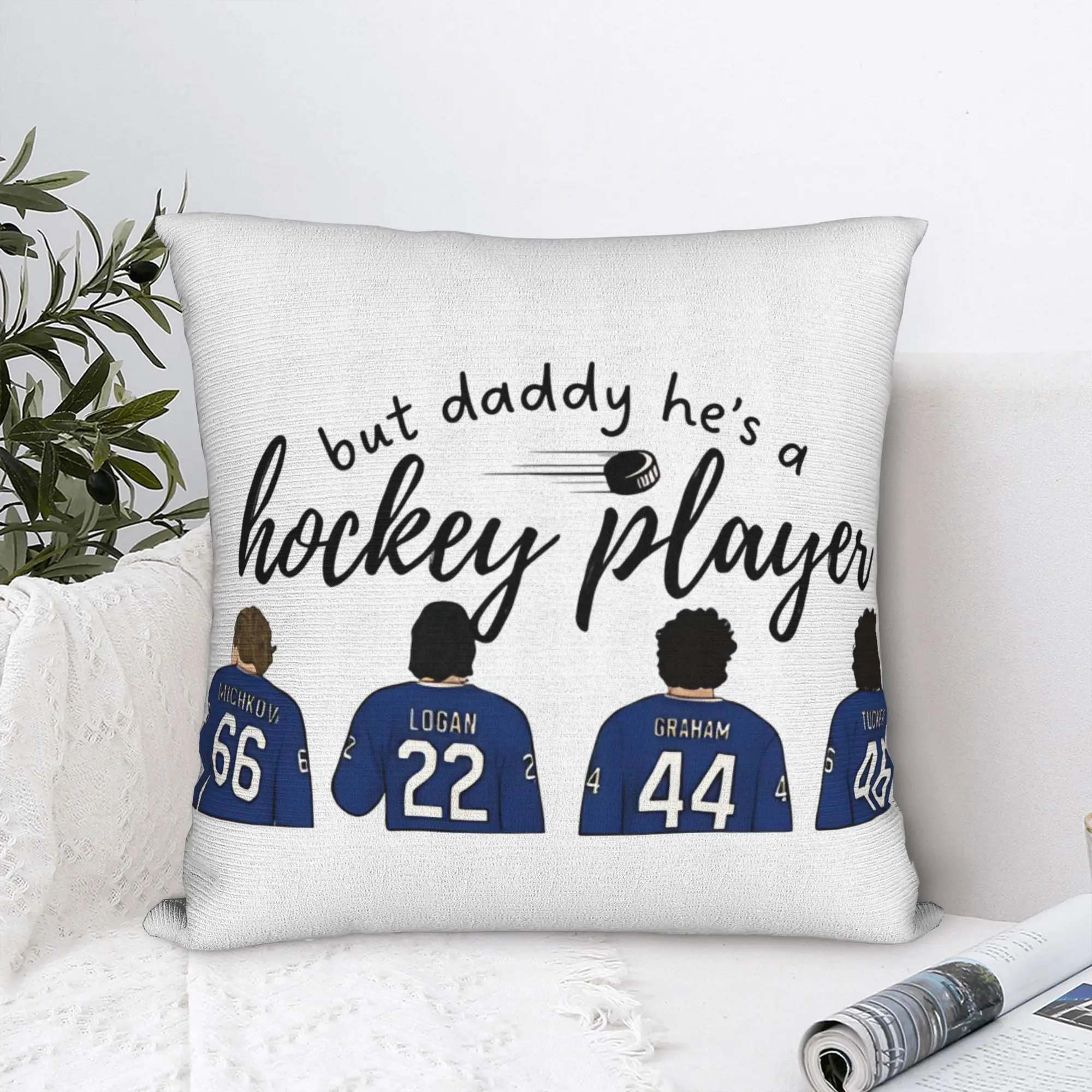 But Daddy A Hockey Player Off Campus Square Pillow Cases Cushion Covers Vintage Polyester Decor Pillowcase for Home 40x40cm