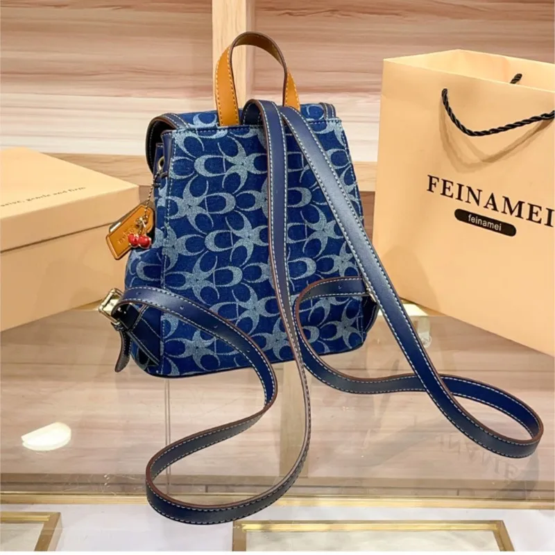 Ladies' Backpacks, Light Luxury Retro Denim Canvas Bags, Fashionable 2025 New Models, High-End Commuting, Large-Capacity Backpac
