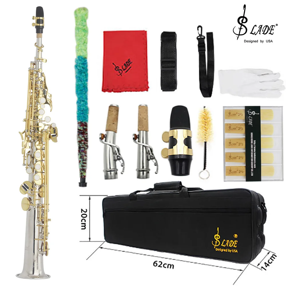 ストレートbbソプラノサックス,真ちゅう,銀メッキ,フラットsax,高品質