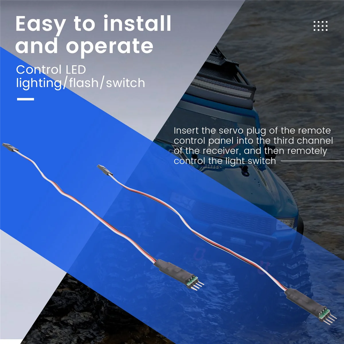 BAAA-2Pcs 3-канальная 3-канальная светодиодная лампа, панель управления освещением для 1/10 1/8 радиоуправляемой модели автомобиля HSP TAMIYA Axial SCX10 Traxxas Trx4