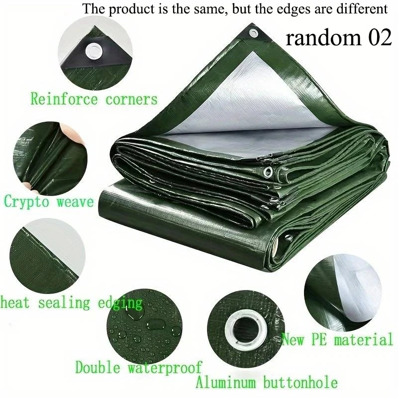 Tarp 2m*2 2*3 3*3 3×4m Waterproof Green Silver Rain Cover Uv Block Tarpaulin Awning Canopy Cover awningSummer Backyard Garden