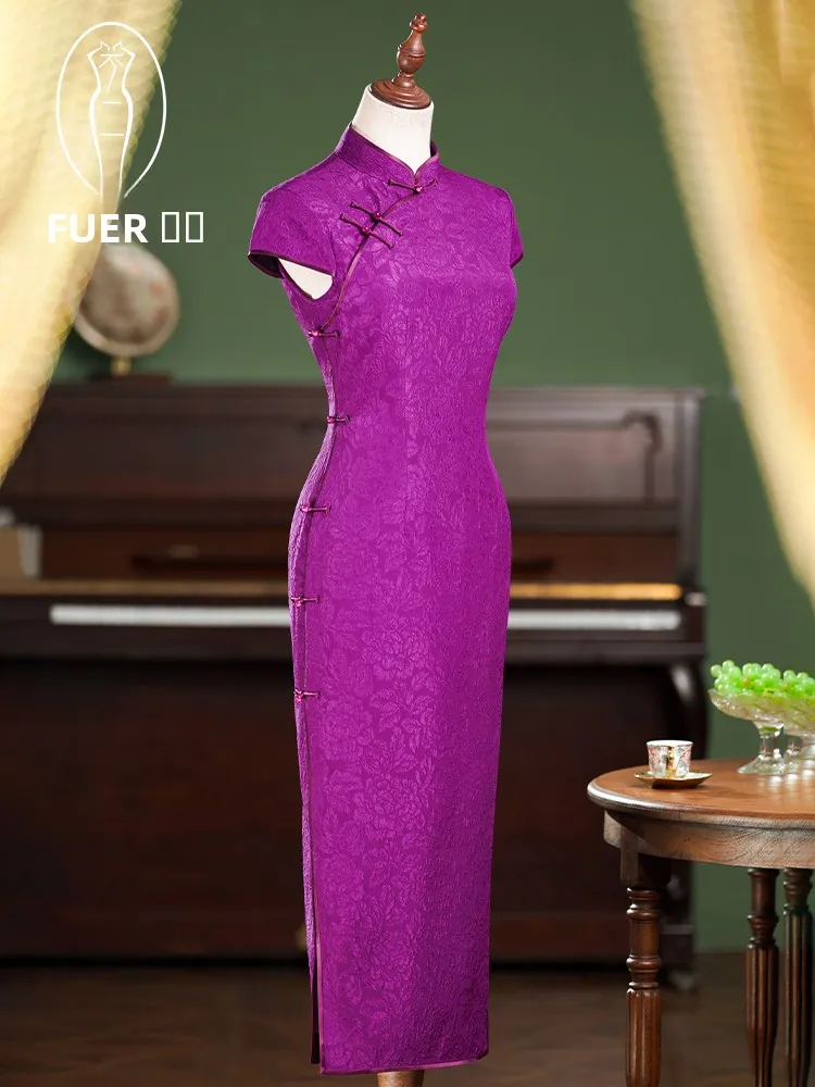 

Шелковое китайское платье-ципао в стиле ретро, облегающее, дышащее, для повседневной носки, высококачественное, для женщин