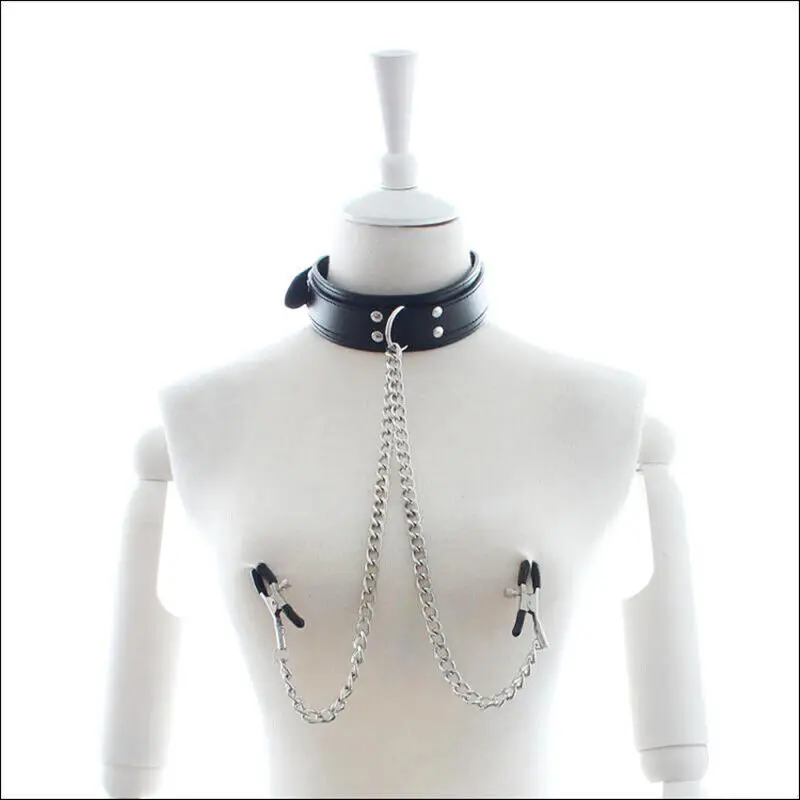 

Breast Clips Collar Sex Toys Neck Nipple Clamps BDSM Bondage Slave Restraints