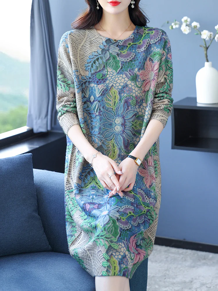

Sweaters Dress Autumn Winter Casual Long Sleeve Tops Pullovers Knitwear Jumper Pull Elasticity Warm Long Sweater Women