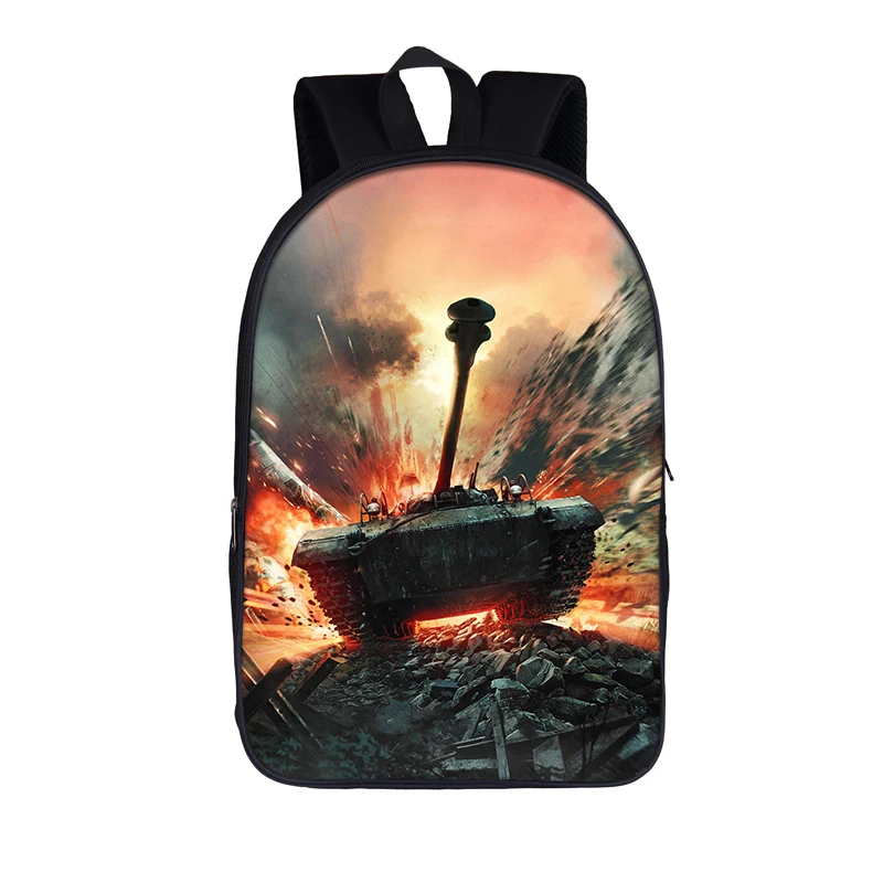 Aircraft Carrier Fighter Tank Print Backpack Student Children School Bags Teenager Boys Girls Travel Rucksacks Casual Backpacks