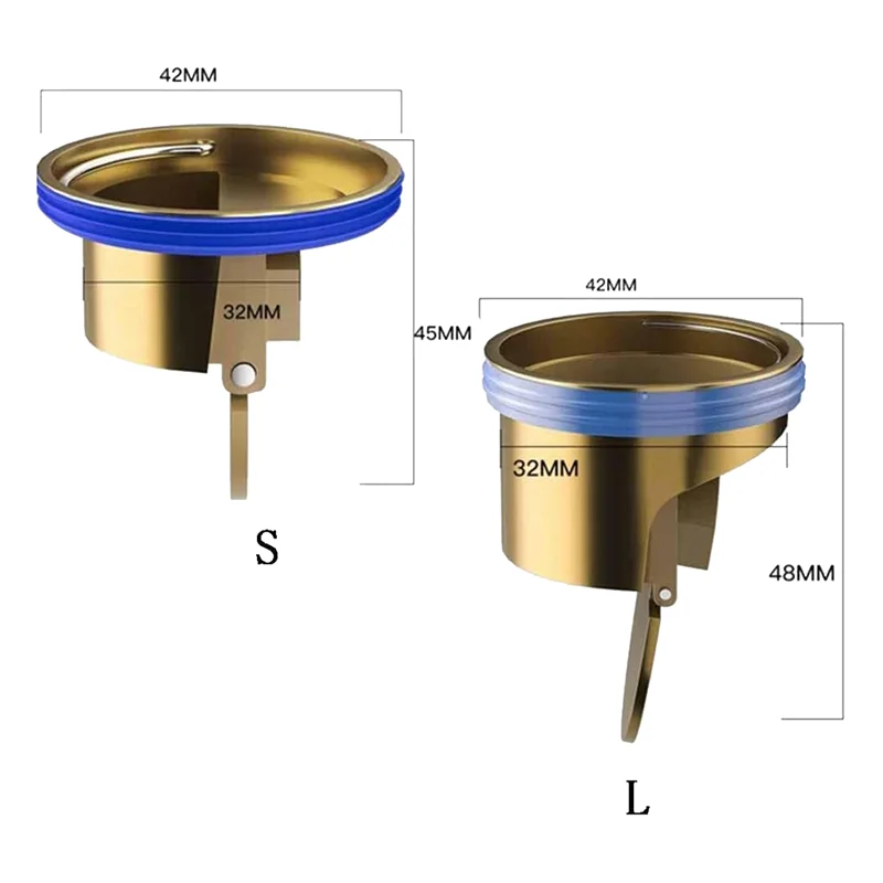 Floor Drain Core Floor Drain Odor Proof Core 2 Pcs Floor Drain Backflow Preventer, All Brass Thickened Anti-Backflow Sewer Core