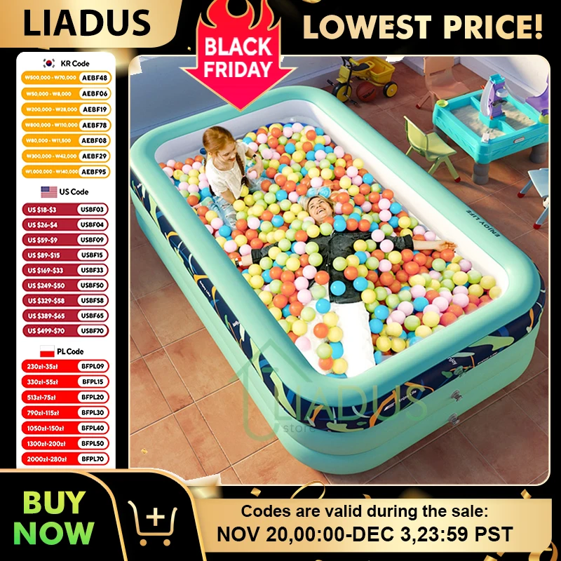 

3 Layers Foldable Inflatable Swimming Pool for Kids Babies Large Indoor Outdoor Family Splash Pool Tropical Rainforest 2.6m/3m