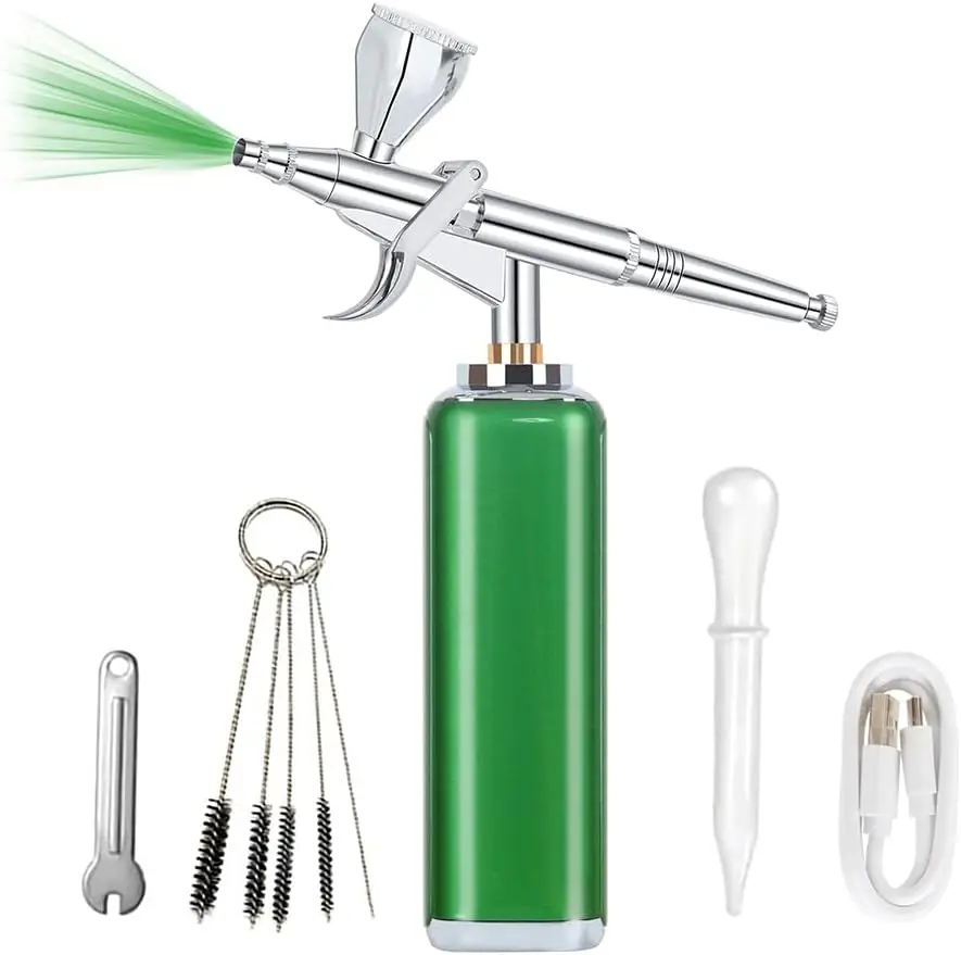 

Cordless Airbrush Kit, Portable Rechargeable Mini Airbrush for Art, Nails, Makeup & Tattoo in Green