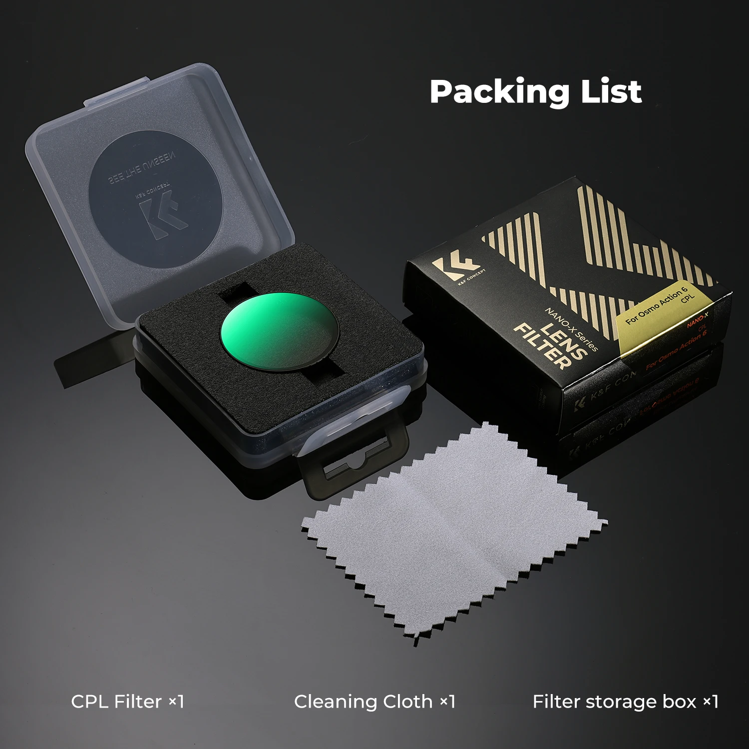 K&F CONCEPT Snap On CPL ND8 ND16 ND32 ND64 Schwarzdiffusionsfilter 1/4 Filterset für DJI Osmo Action 6 HD optisches Glas Mehrfac – Detail 13
