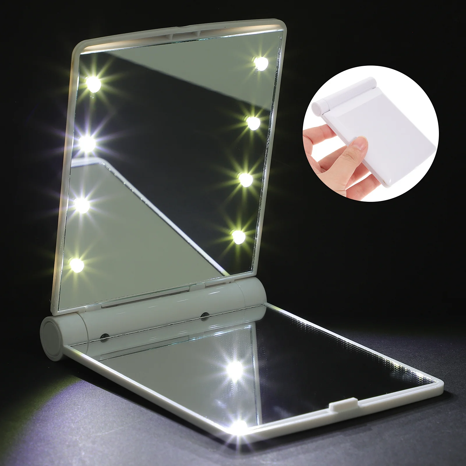 Portable Makeup Foldable Led Light Compact Beauty Mirror For Travel Rechargeable Mirror Magnifying