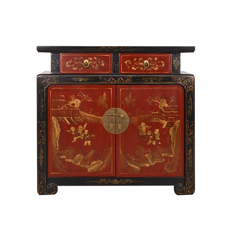New Chinese-style solid wood dining side locker custom retro and old furniture