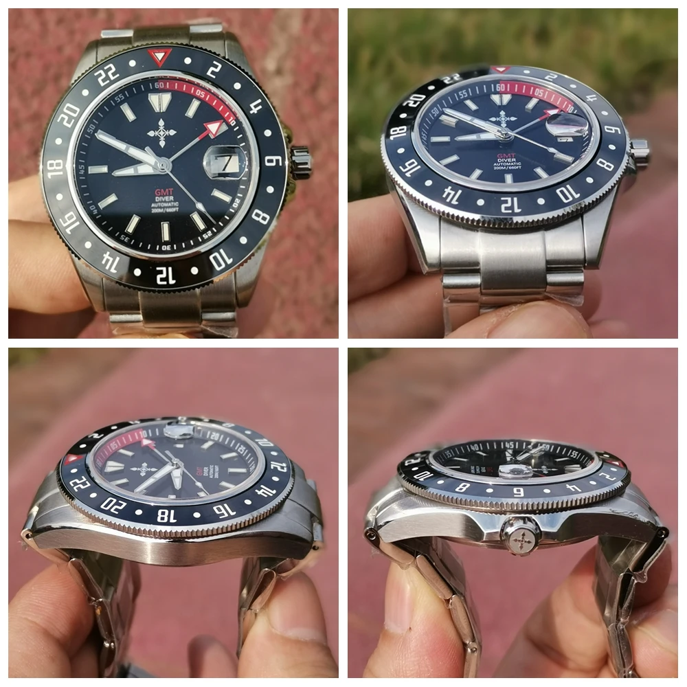 42mm Seig Flamma GMT Automatic Mechanical Watches Mens Sports 200m Diver Watch Stainless Steel Luminous Sapphire Wristwatches