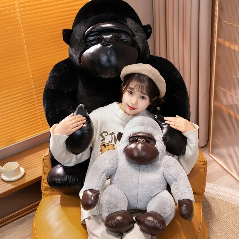 New Giant Stuffed Monkey Gorilla Doll Plush Toy Wild Zoo Animal Black Grey Fuzzy Soft Plushie Peluche Kids Birthday Gifts Decor