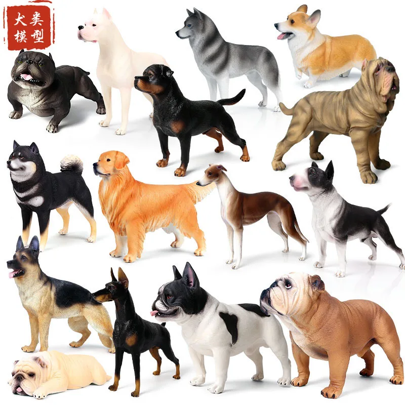 Symulowane zwierzę Model psa złotowłosego psa Teddy buldog Koki Collie Shiba Inu zwierzak ozdoba samochodu plastikowe zabawki zwierząt figurki