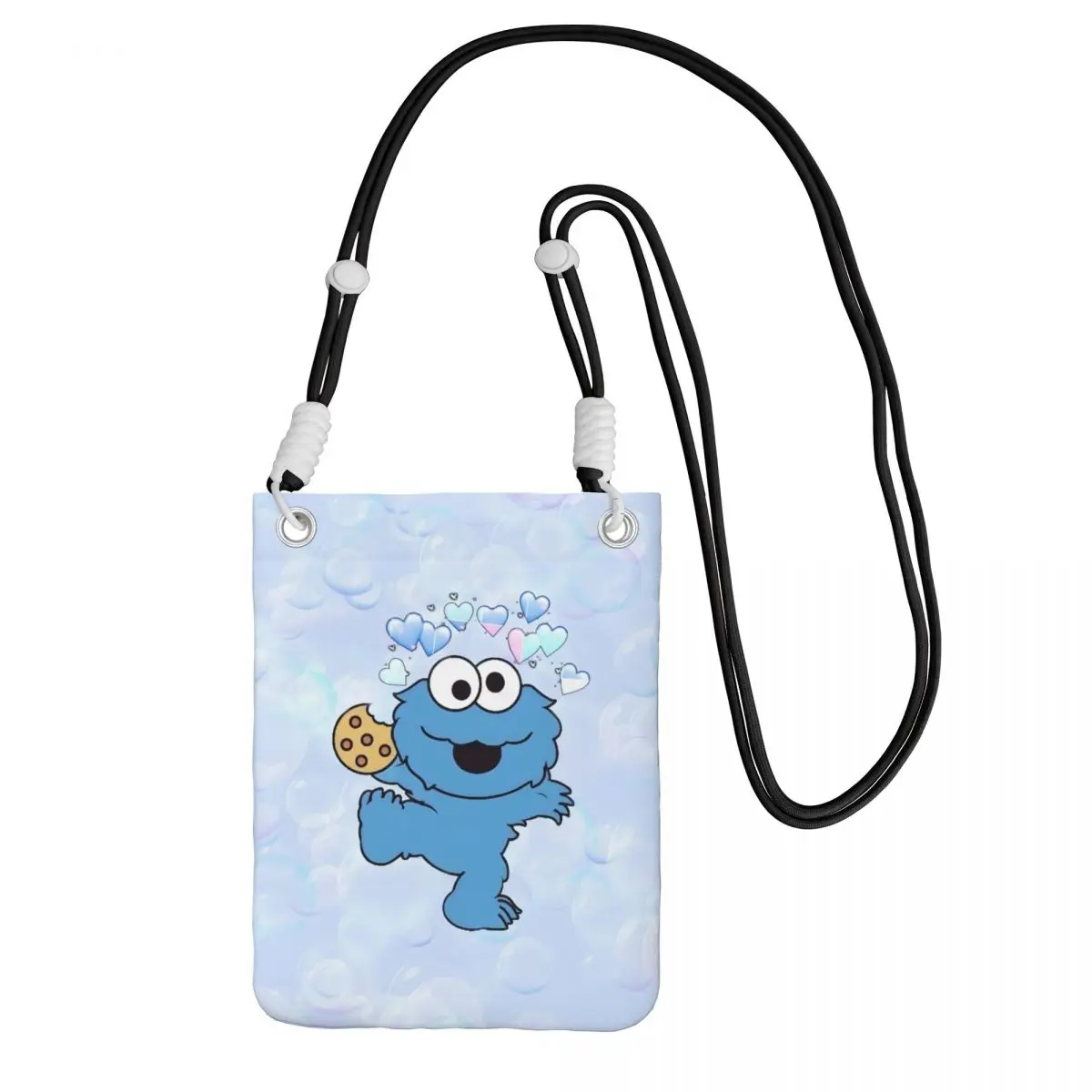 

Custom Cookie Monster Smart Phone Wallet With Strap Children's Television Crossbody Bag Men Women Travel Hiking Mobile Phone Bag