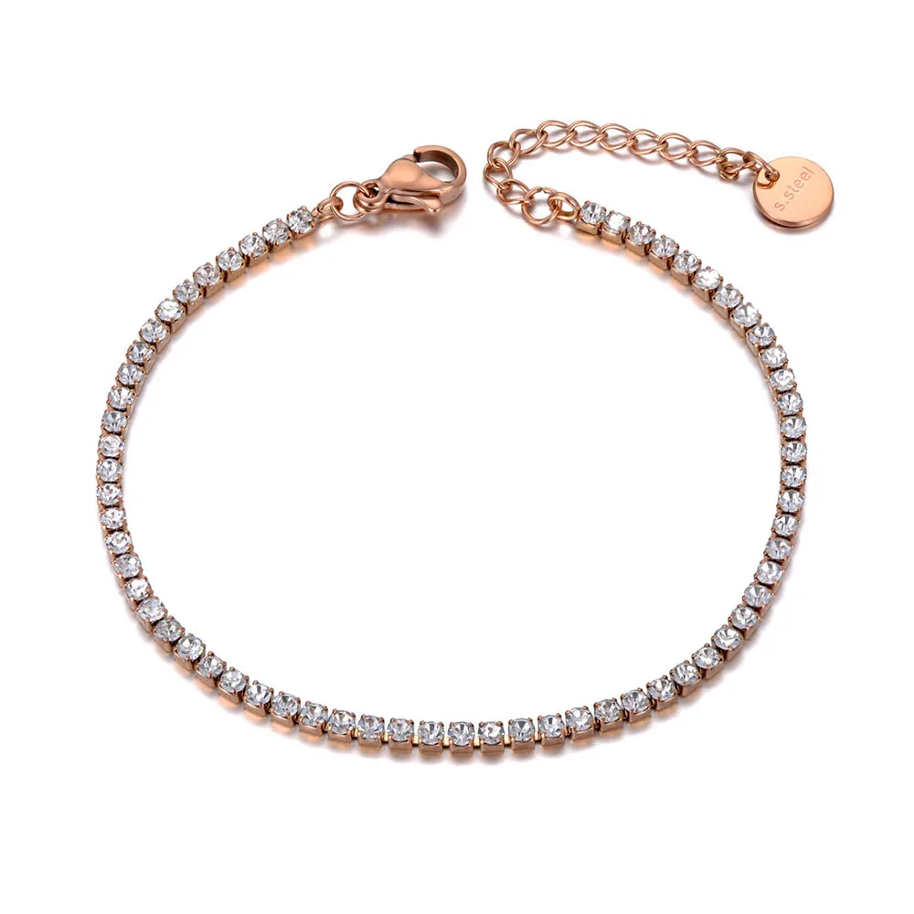 Funkelnde CZ Kristall Charm Armbänder Halsketten für Frauen Mädchen Edelstahl Gliederkette Böhmen Strand Armband