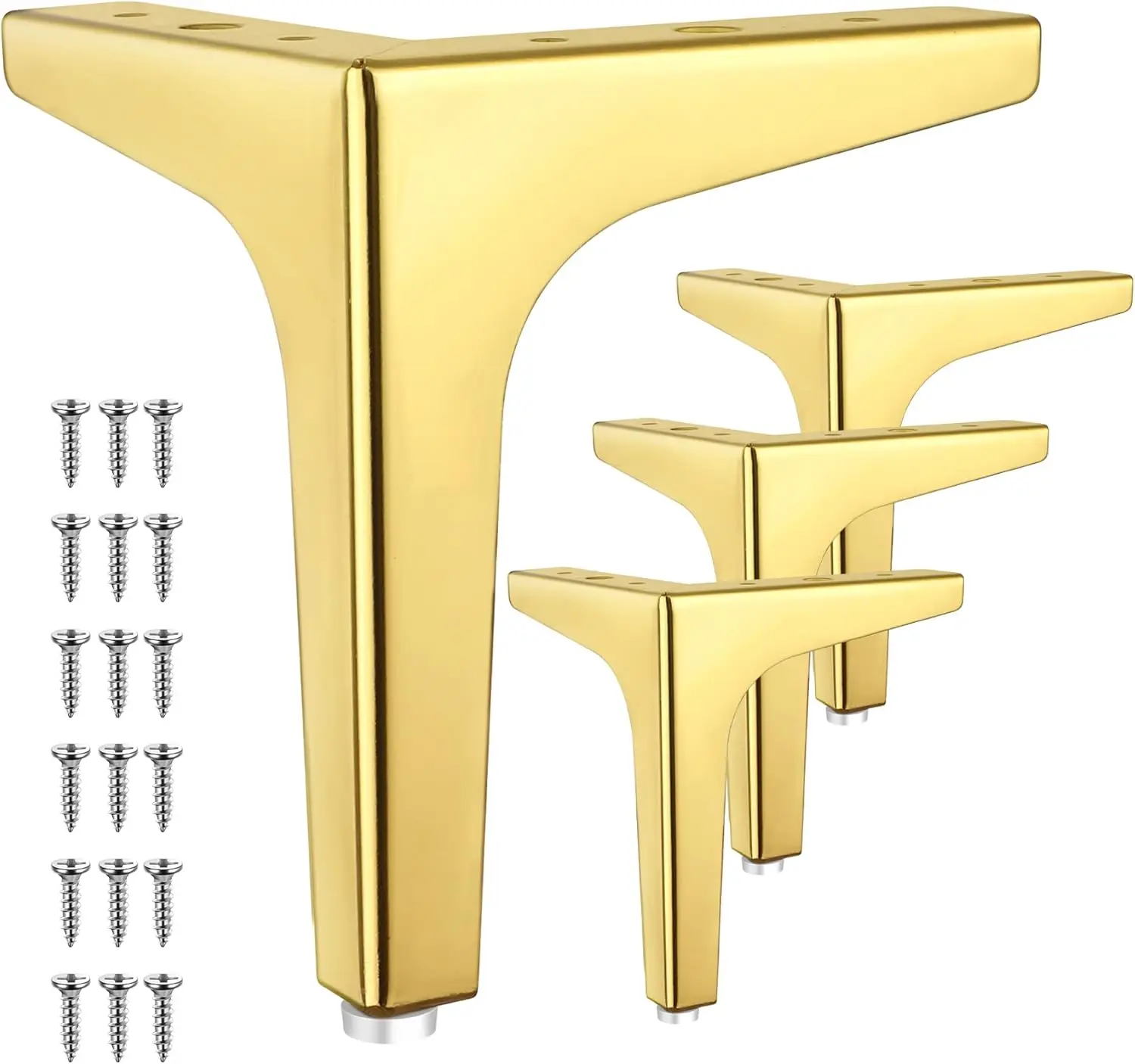 

4 Pcs 5 Inch Metal Furniture Legs, Modern Style Furniture Sofa Legs Metal Polished Gold Triangle Feet for Table Cupboard Sofa Co