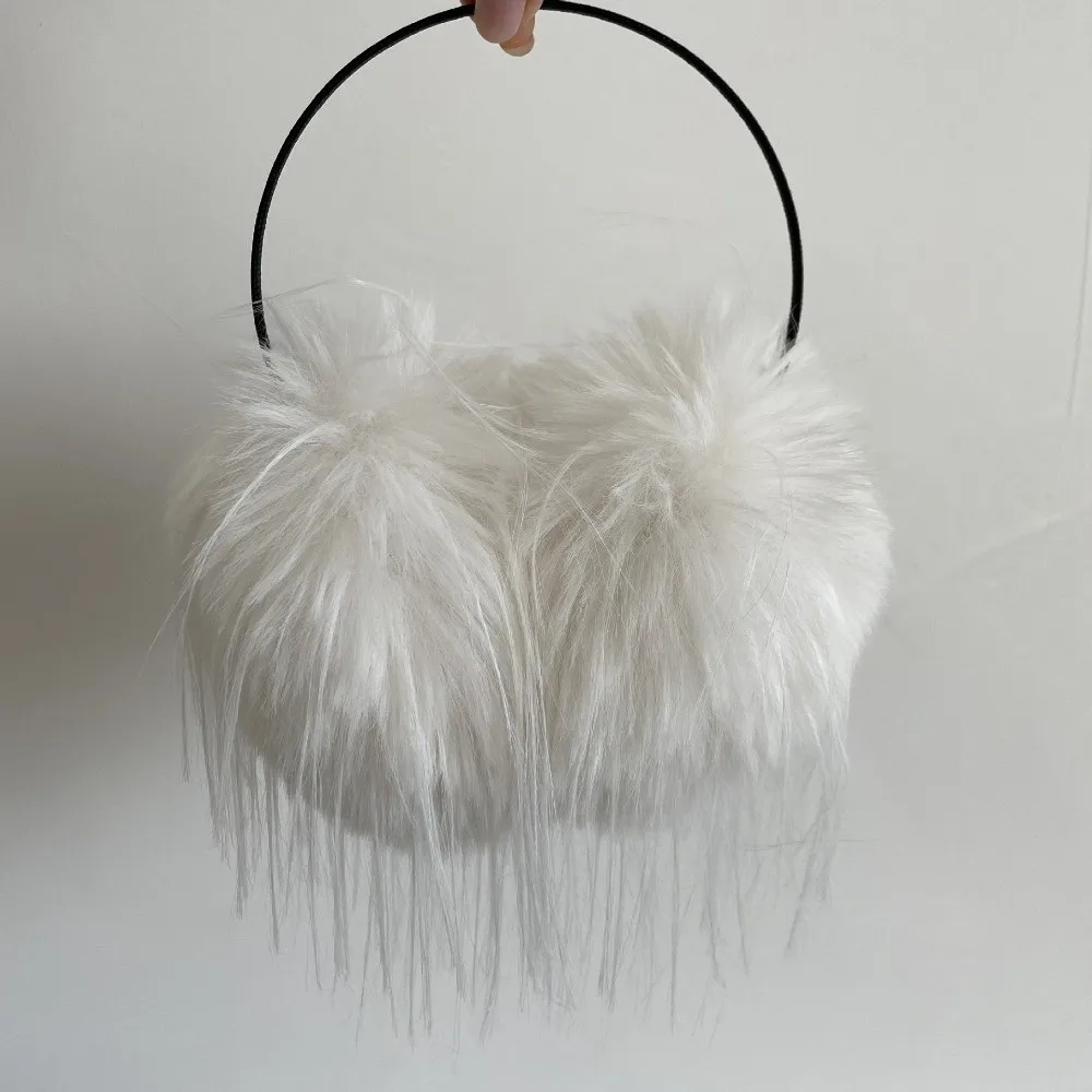 Penutup Telinga Tebal Lembut Berbulu Panjang untuk Wanita, Pelindung Dingin, Penghangat Telinga Musim Dingin