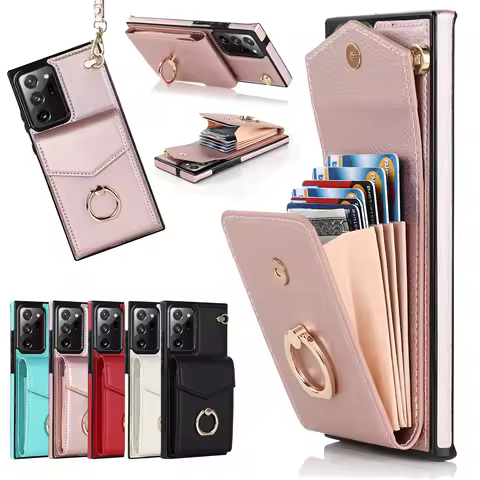 Leather Wallet Ring Holder Phone Case For Samsung Galaxy S23 Ultra S22 Plus S21 S20 Note20 A52S A72 A33 A53 A13 A12 Cover Coque