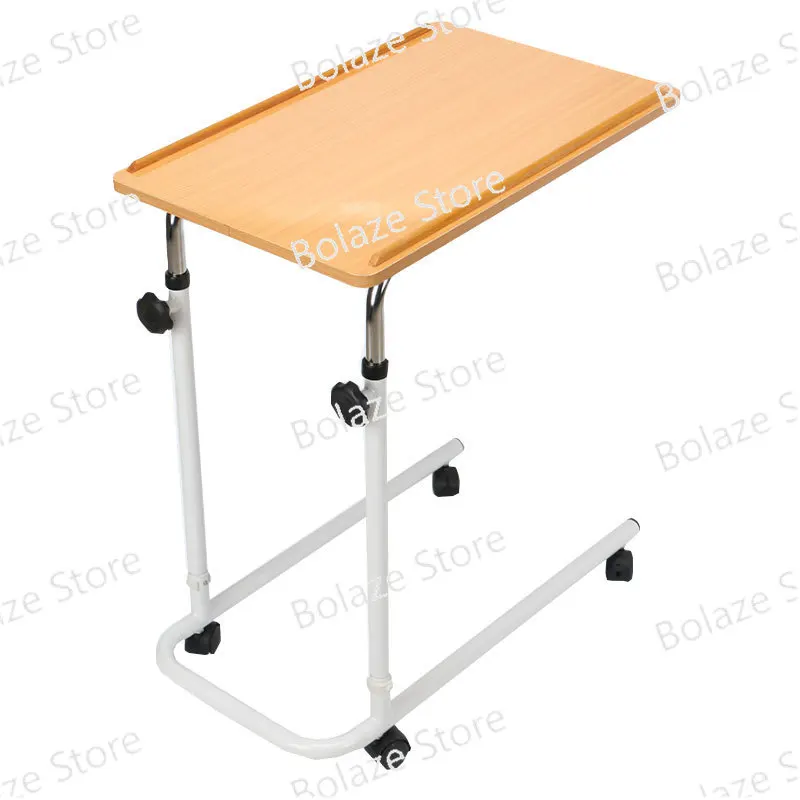 Elderly Care Table Telescopic Adjustable Mobile Dining Table Solid Wood Wear-resistant Lockable Wheel Bed Side Table