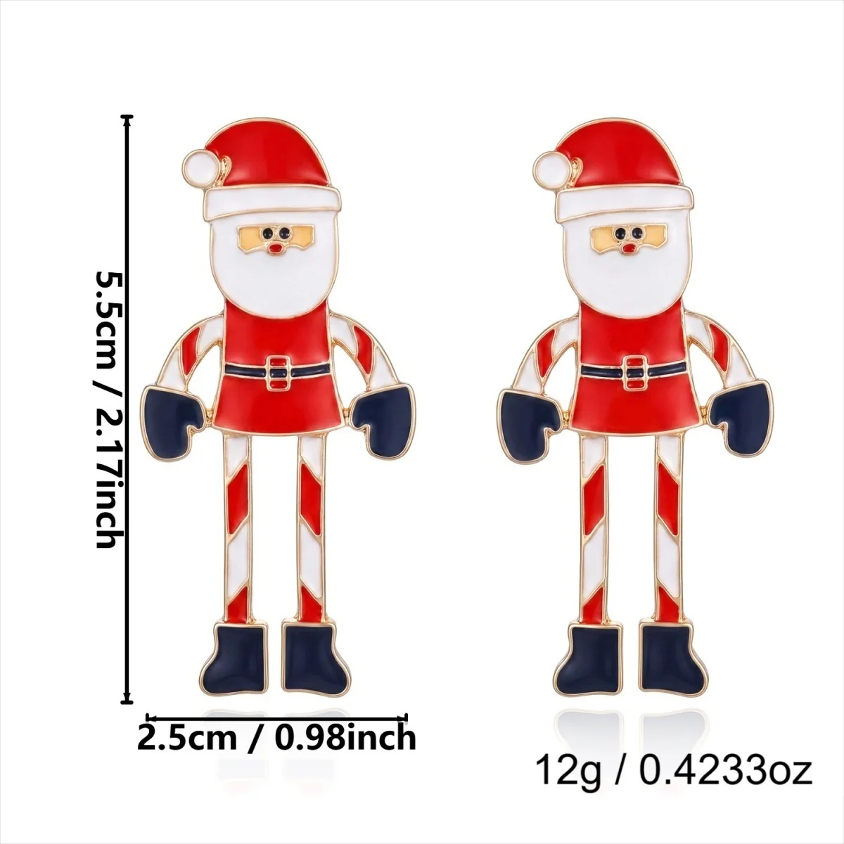 Kreative asymmetrische Ohrstecker mit Weihnachtsmann und Weihnachtsfrau mit langen Beinen für Damen, Imitationsperlen, Weihnachtsfiguren-Ohrringe, Schmuck – Detail 37