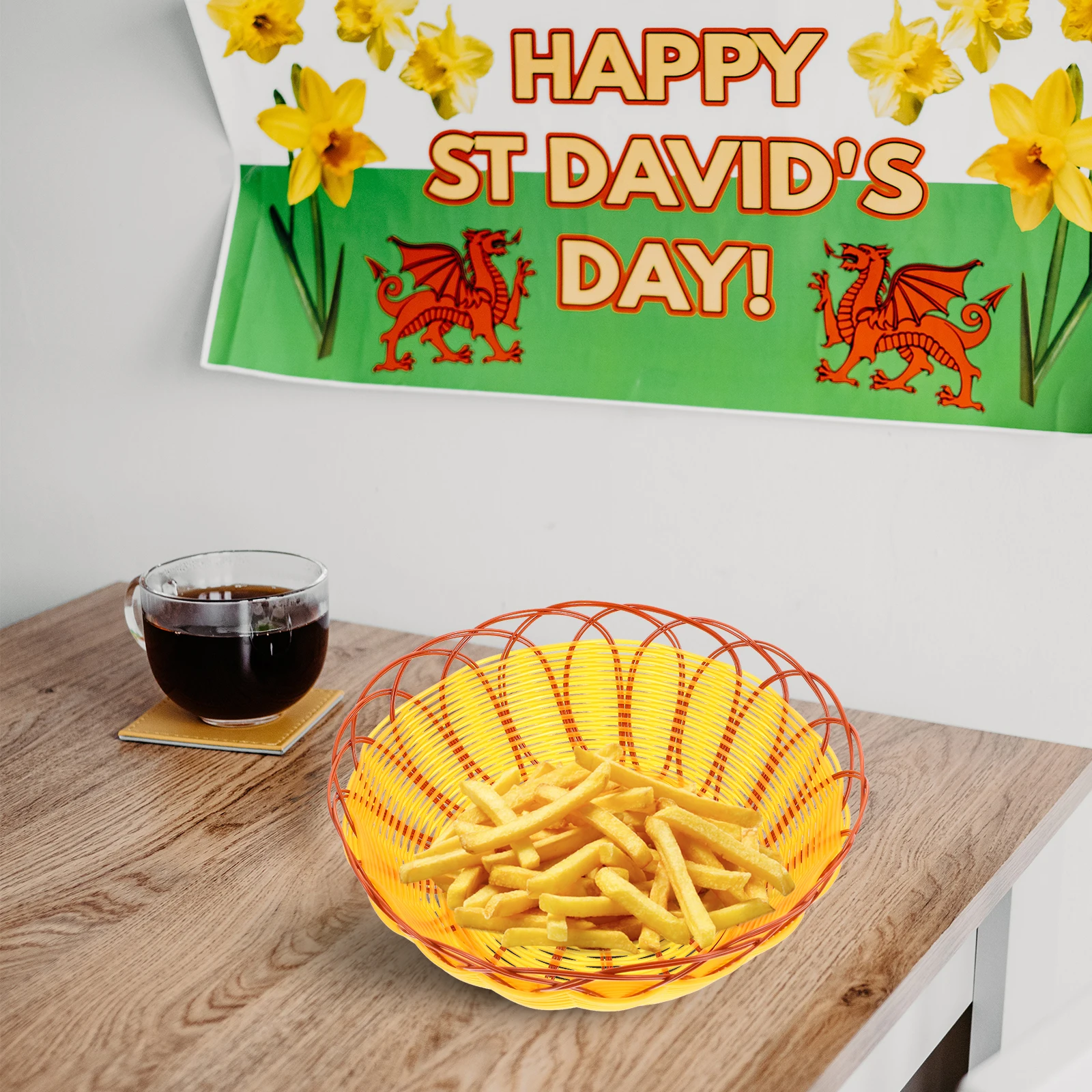 

4pcs Storage Basket Fruit Baskets Kitchen Wicker Vegetable Snack Holders Sundries Popcorn Plastic Bread Round Shape Multi